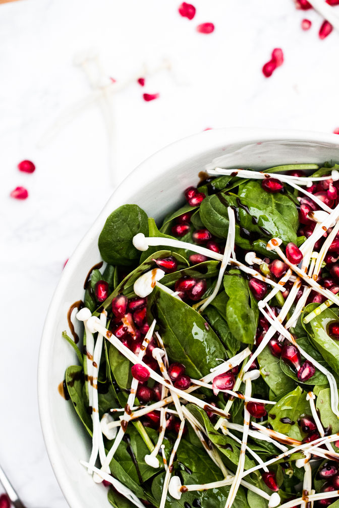 Pomegranate & Enoki Mushroom Salad