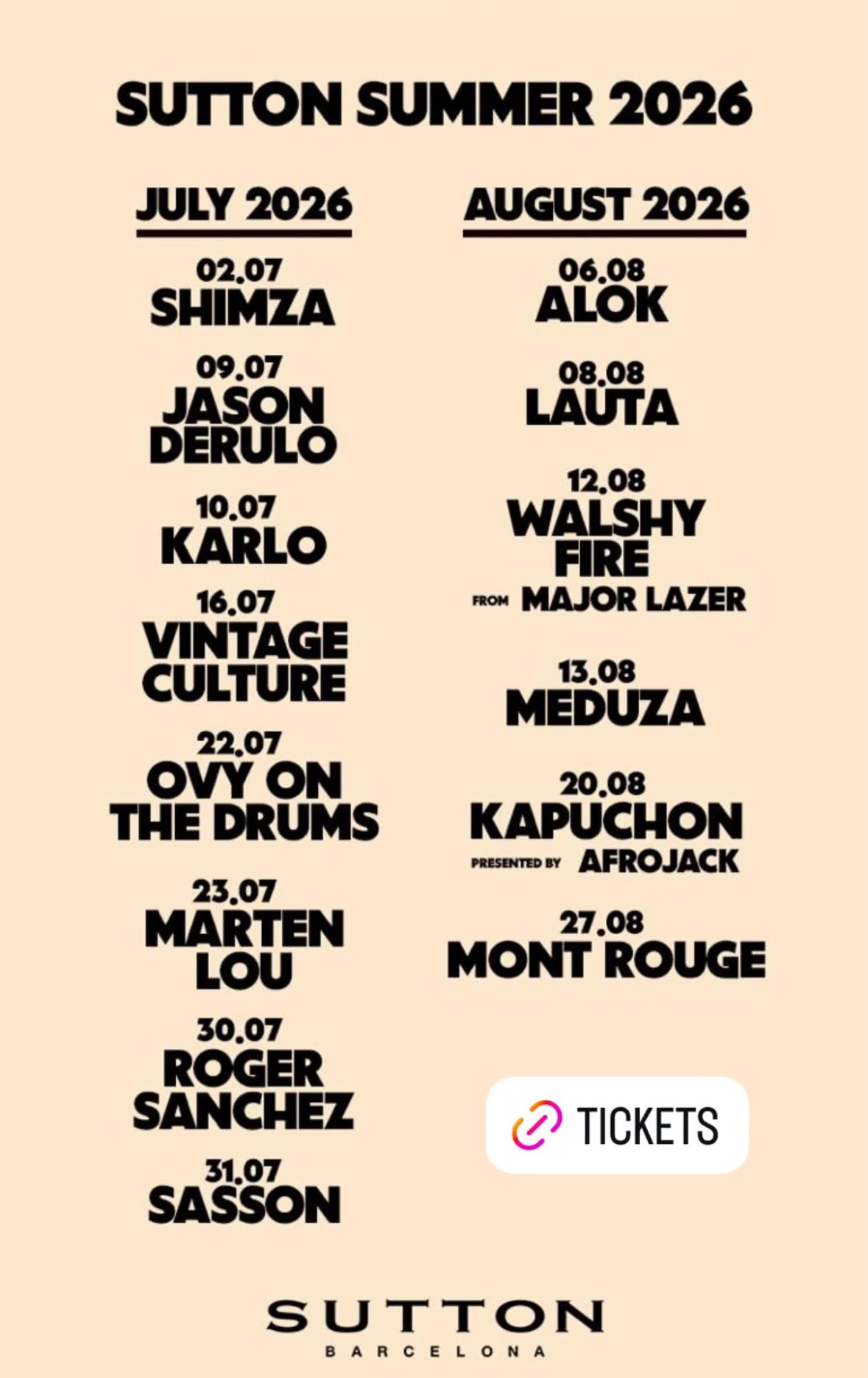 Thursday SUTTON KAPUCHON (free pass WELOVEBCN LIST)