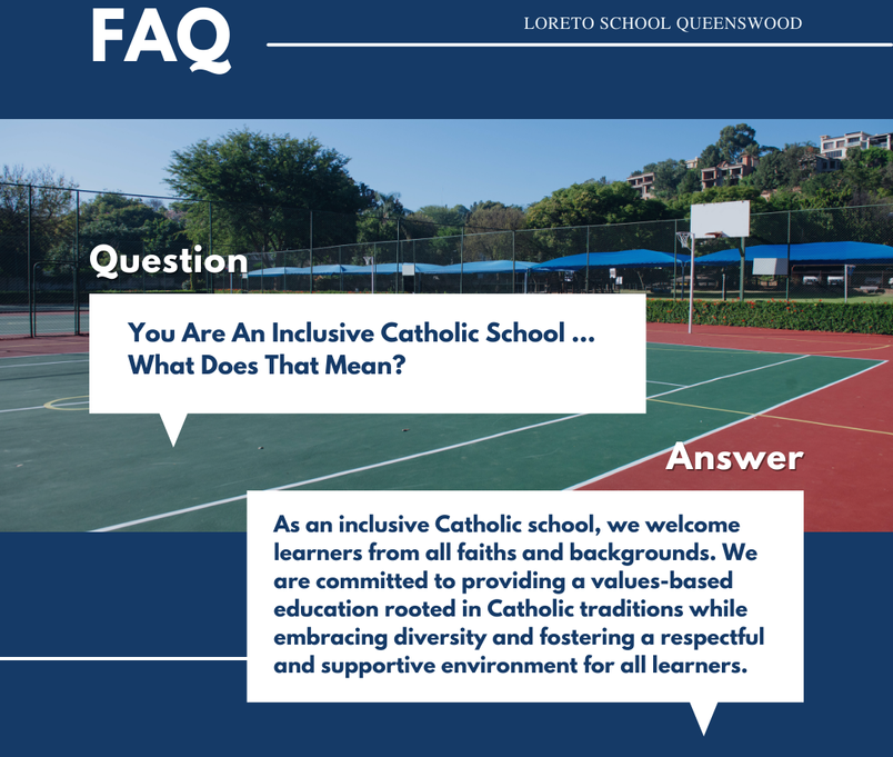 An image of FAQ with the question, What Does Inclusive Catholic School Mean?