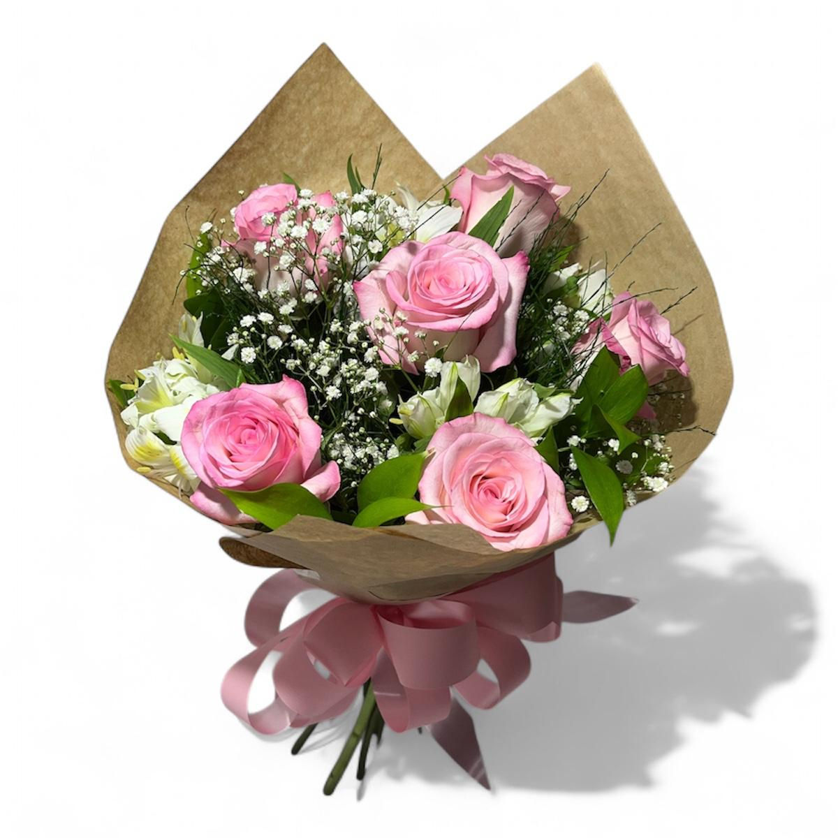 Buquê com 6 rosas Cor de Rosa