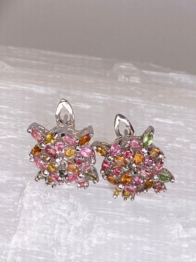 Thumbnail: Flowers Bouquet genuine Multi Tourmaline gems Set