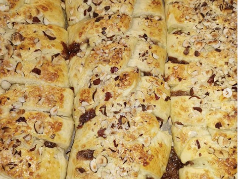 Flettede kringler med marcipan/chokolade fyld