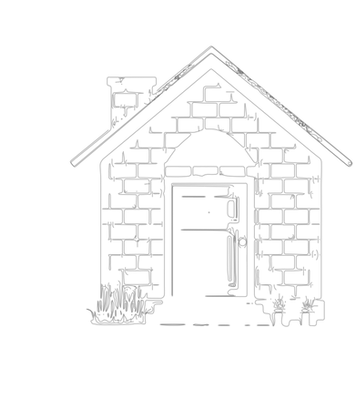 Dibujo minimalista de una casa de ladrillos que representa un hogar estable