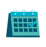 Icono minimalista de calendario cyan