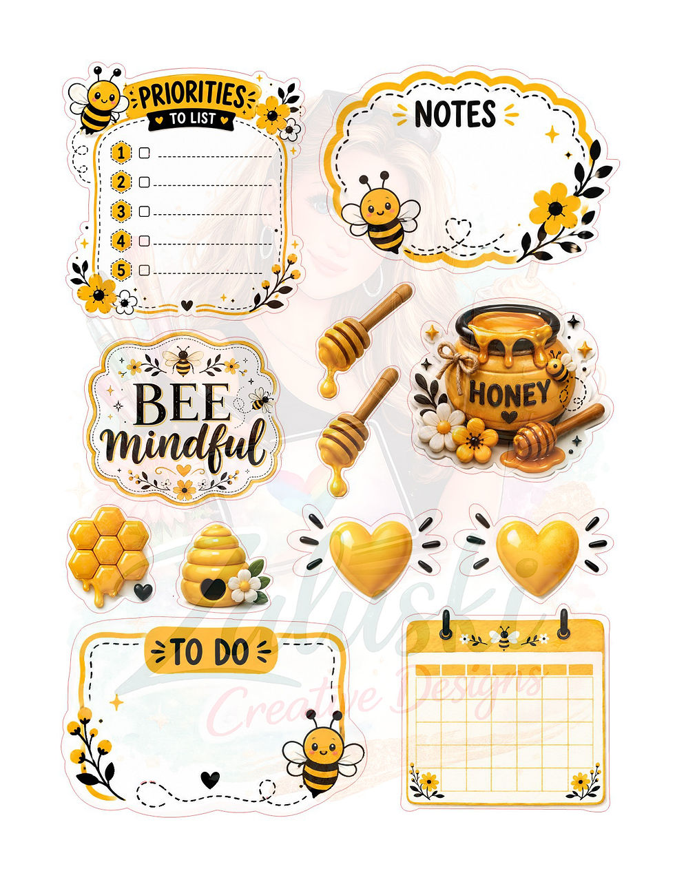 Thumbnail: Cute Bees Planner Sticker Set DF