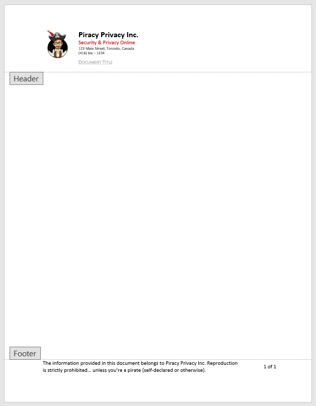 A Sample Master Template would likely only contain a header and footer. A Content Control Box acts as a placeholder for document titles in future Parent Templates.