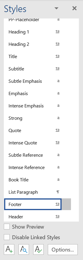 Styles Panel in Word can be seen by selecting SHIFT + CTRL + ALT + S
