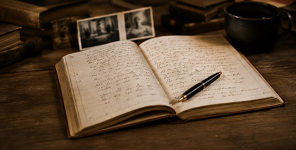 Book open on a table