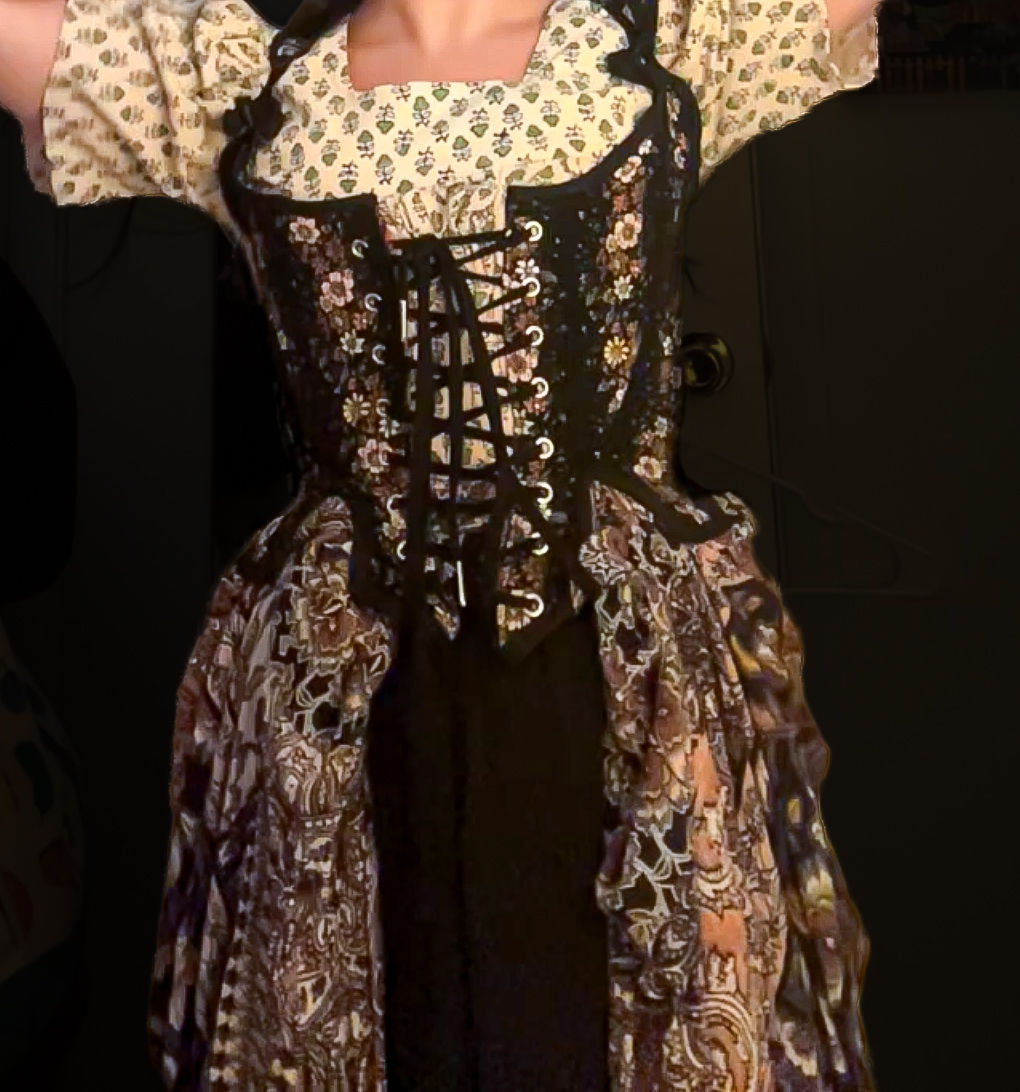 Black Floral Corset : Size 2-4