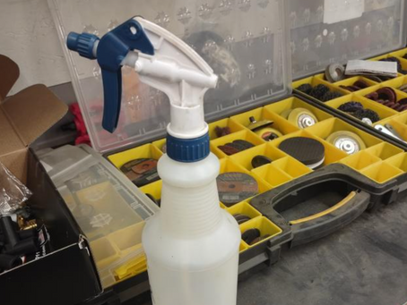 spray bottles for water-based, silicone, and polyurethane caulks, ready for kitchen backsplash and bathroom tile remodels in Colorado High Country homes.