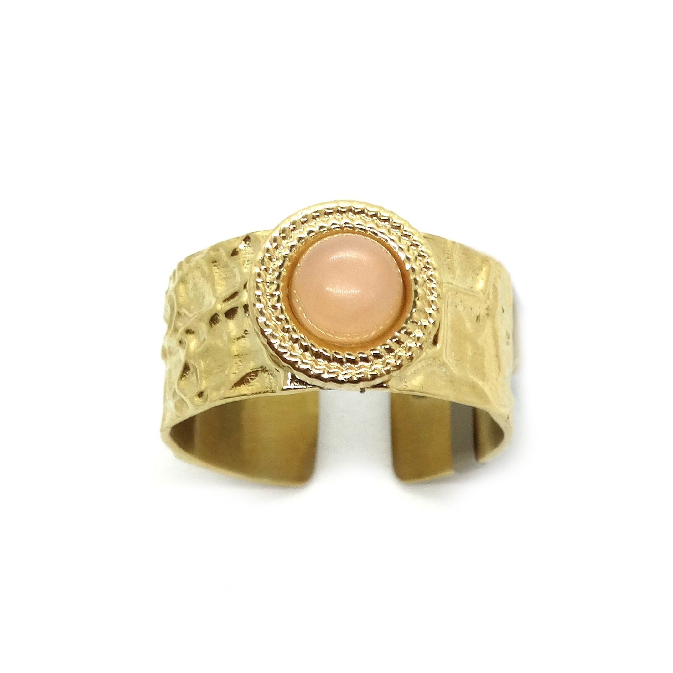 Bague Dorée Cabochon Pierre de soleil
