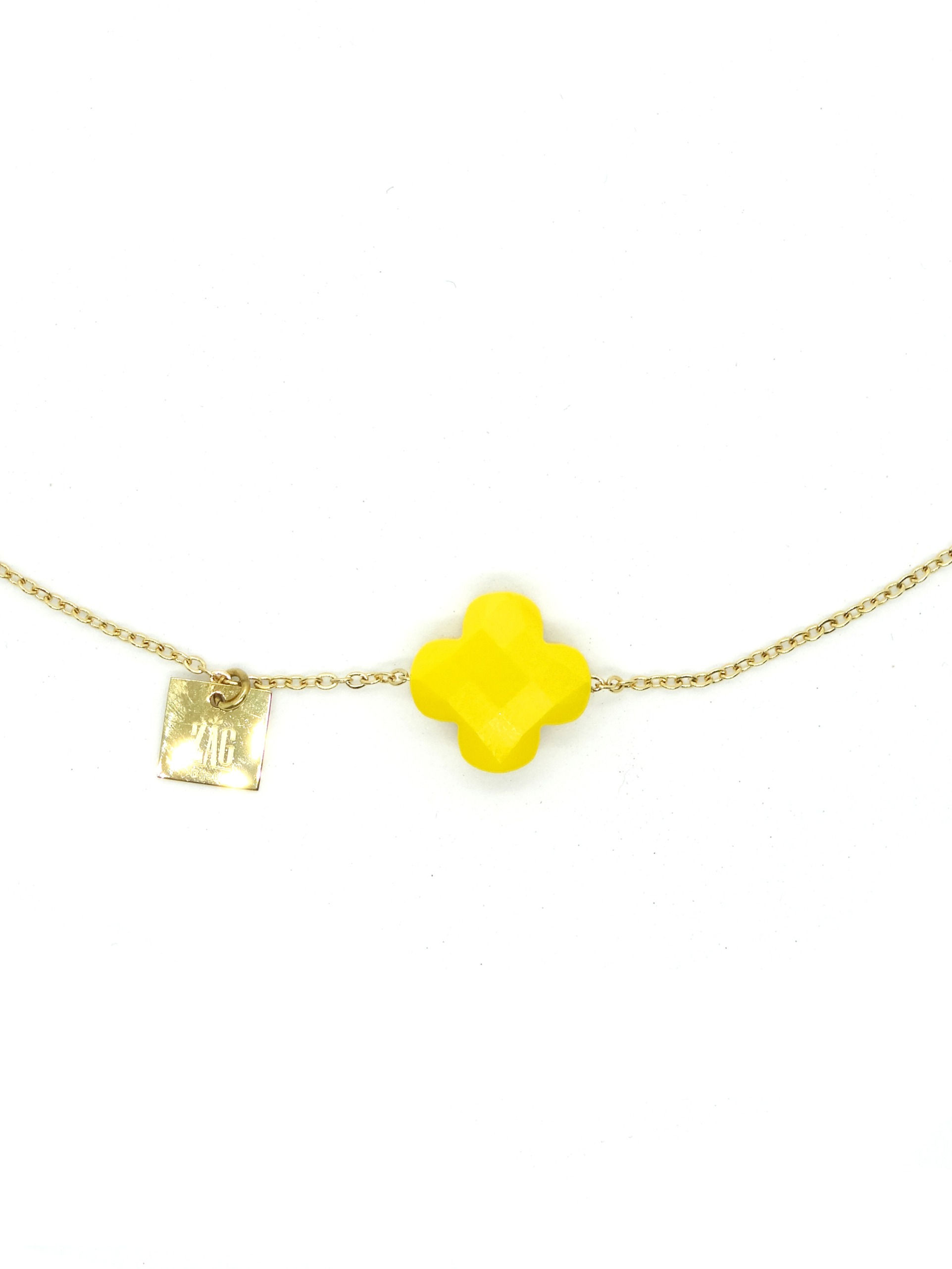 Collier Doré Trèfle Jaune