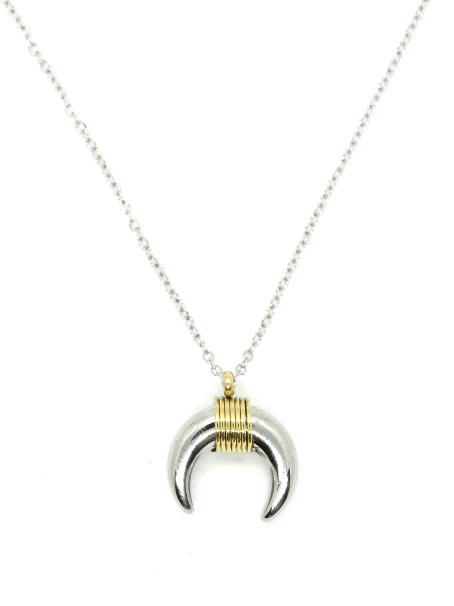 Collier Acier Croissant de lune Mix