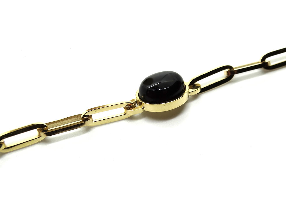 Miniature : Bracelet Mailles Dorées Cabochon Onyx