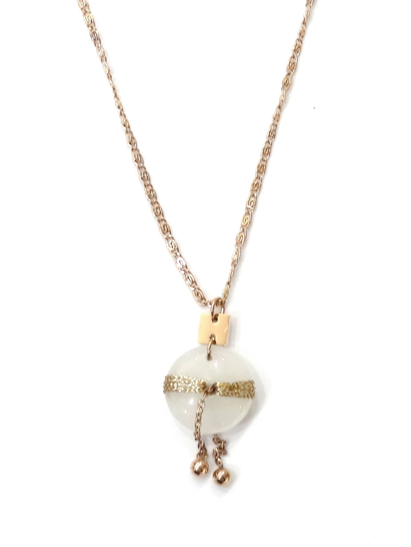 Collier Doré Rose Donut Blanc