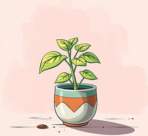 Picture - an illustration of a pot plant with eight green leaves
