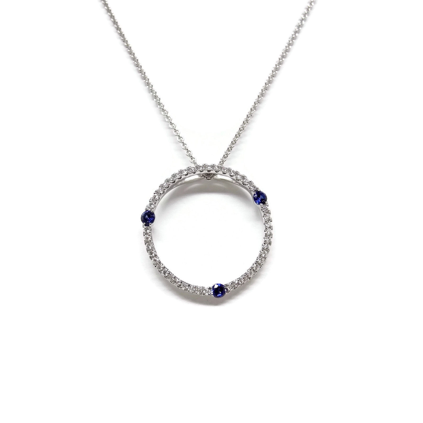 Open Circle Pendant with Blue Sapphires