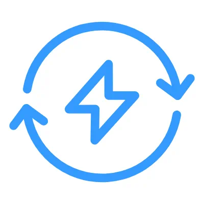 Blue lightning bolt icon inside a circular arrow.