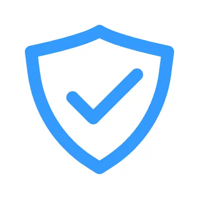 Blue shield icon with a checkmark for Zip Screens protection