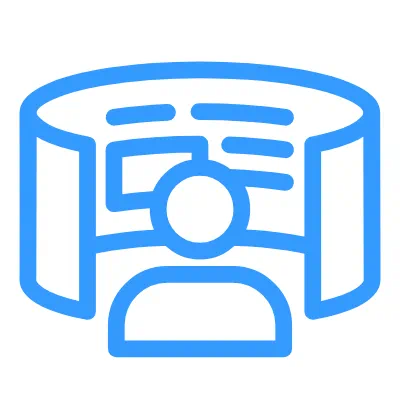 Icon of a person surrounded by a 360-degree digital display