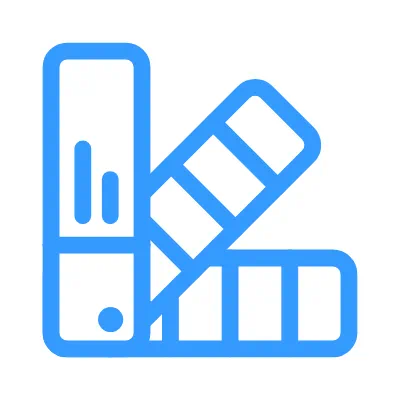 Blue color swatch fan icon