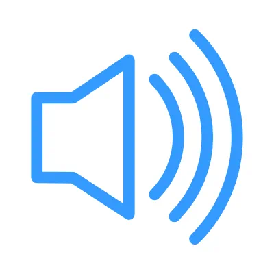 Blue speaker icon indicating audio or sound level