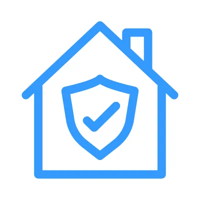 Secure home icon with shield for integral blinds