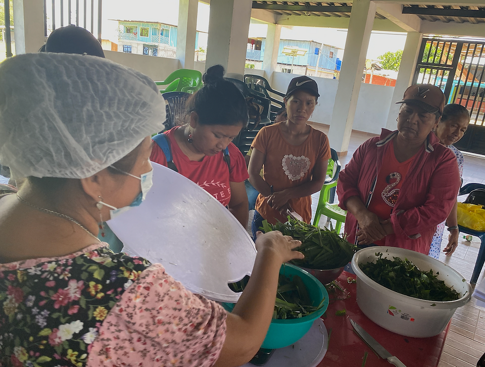 Momento durante un taller de elaboración de aceites. Septiembre 23 de 2024. Foto: Brigitte Escobar Piaguaje.