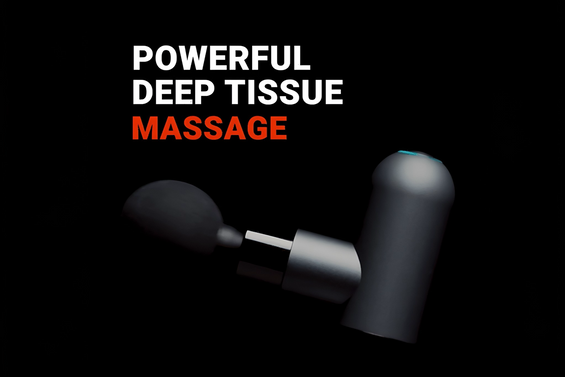 a powerful deep tissue massage device is shown on a black background