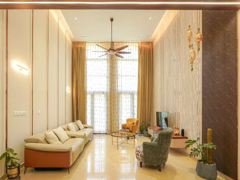 luxury double height living room modern interior designs