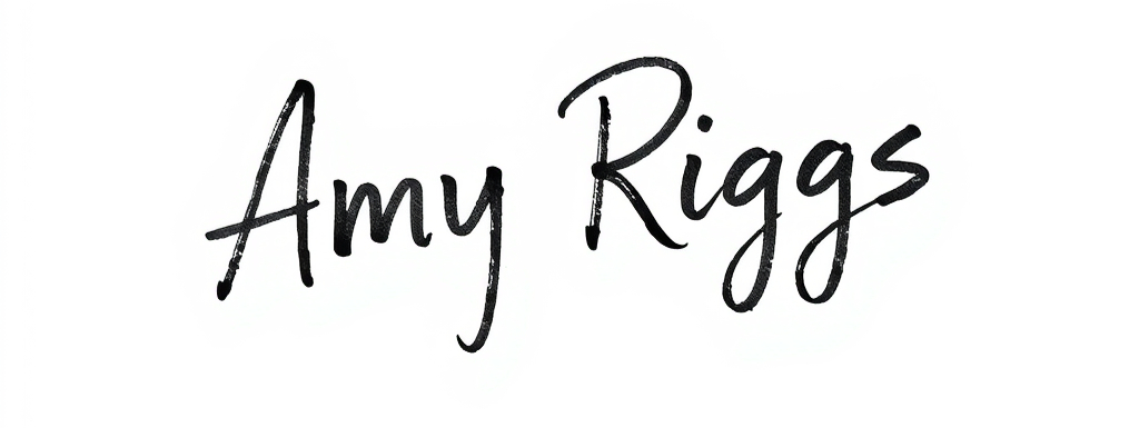 black ink sloppy signature only for Amy Riggs written in cursive, let it be a signature by