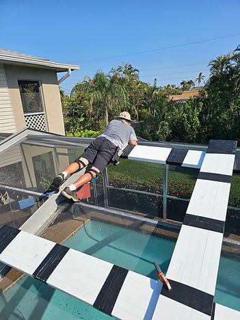 Cleaned and power washed pool enclosure frame and screens
