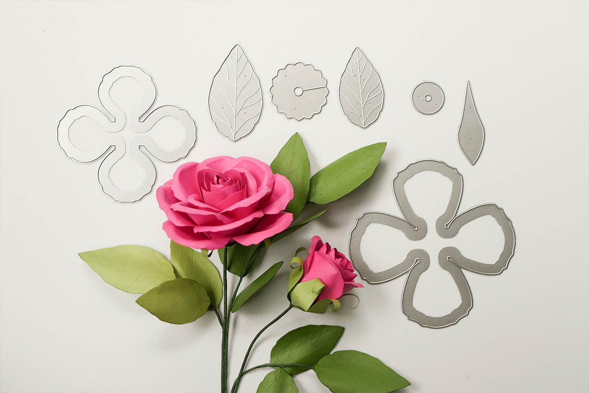 Duchess Rose stem metal die cut template