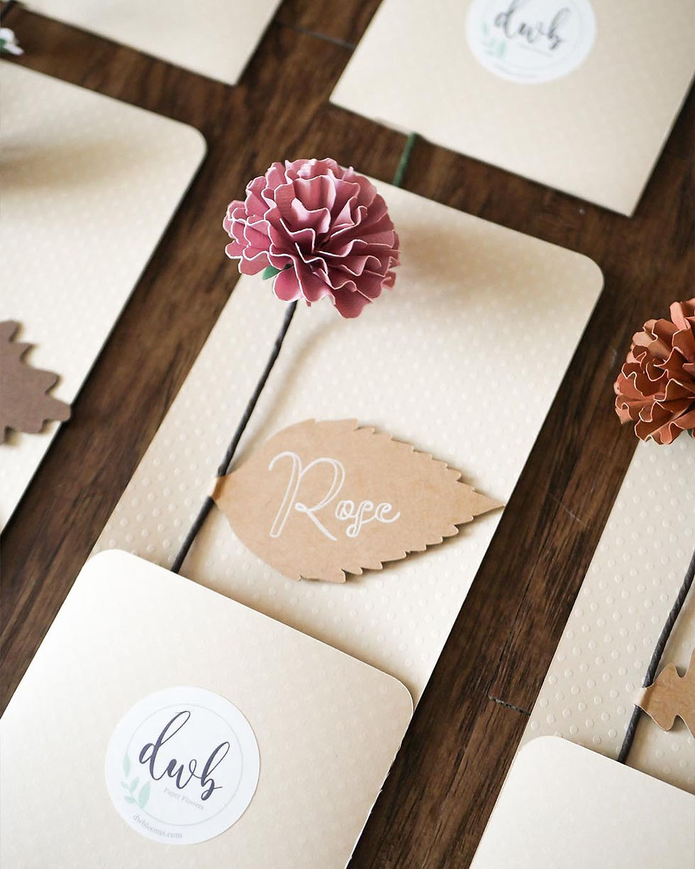 Thumbnail: Paper Carnation Bookmark in Mauve