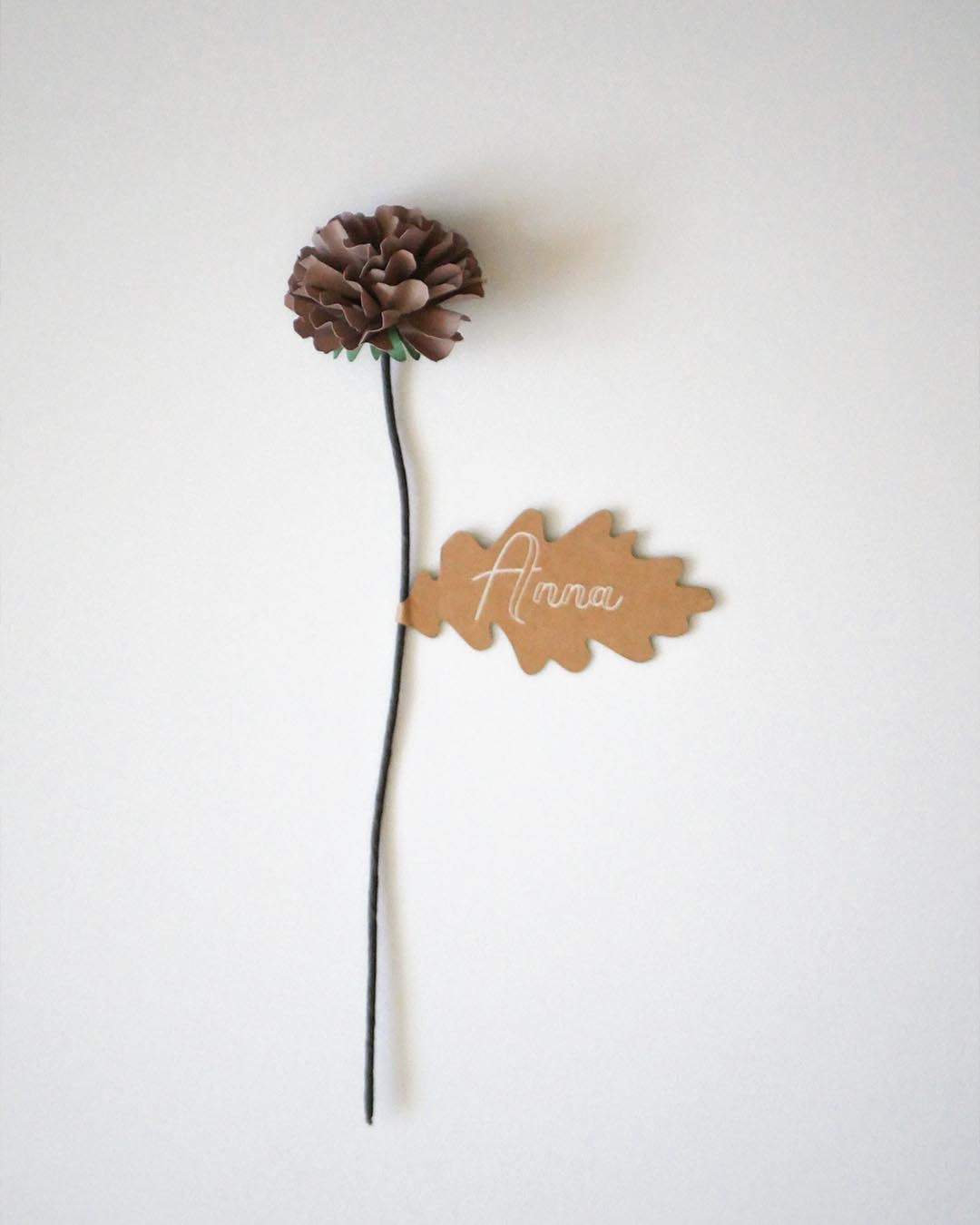 Paper Carnation Bookmark in Almond