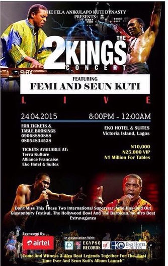 Femi and Seun Kuti, "The 2 Kings Concert", April 24, 2015, Eko Hotels & Suites