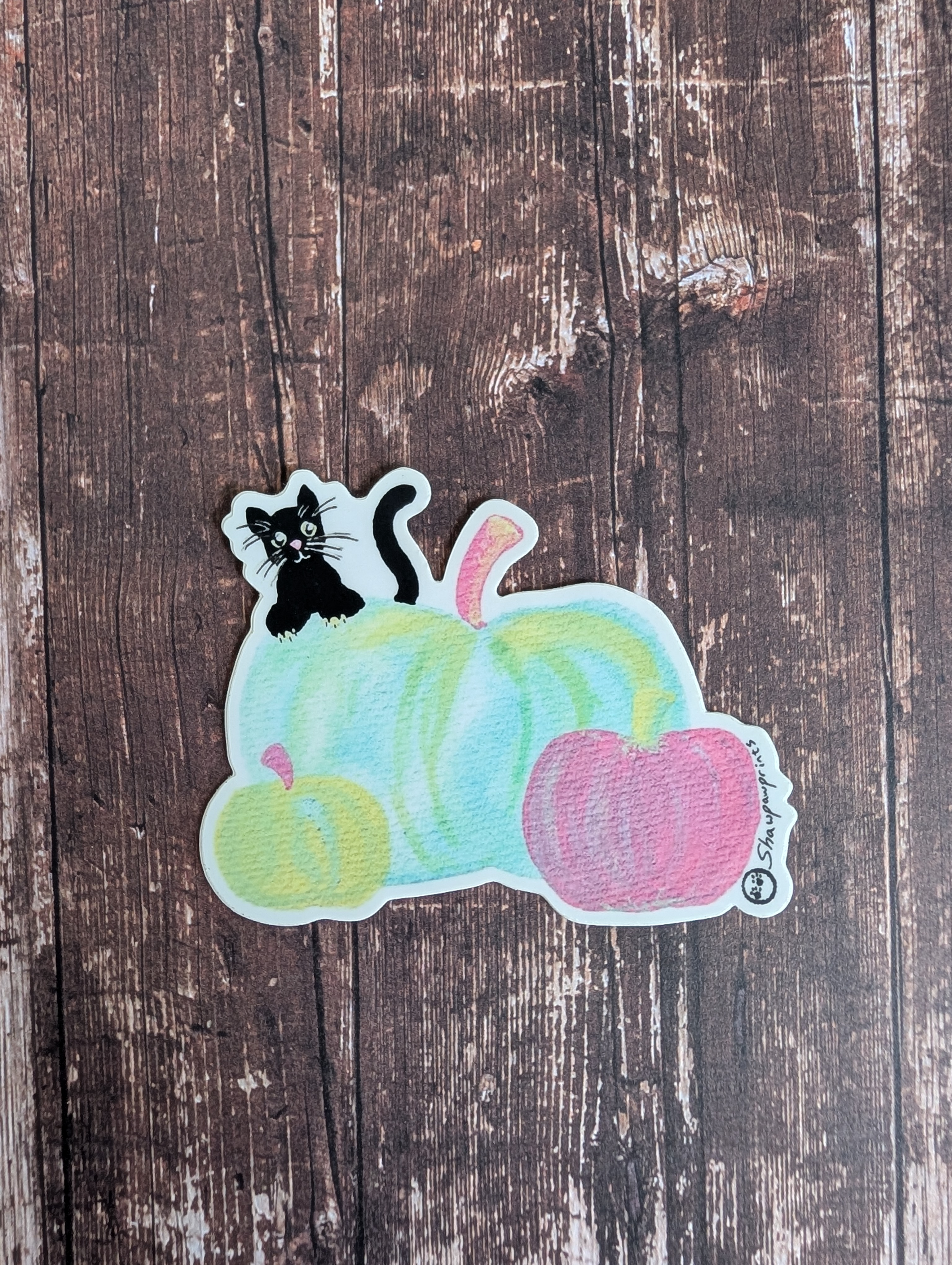 Pastel Pumpkin Cat Sticker