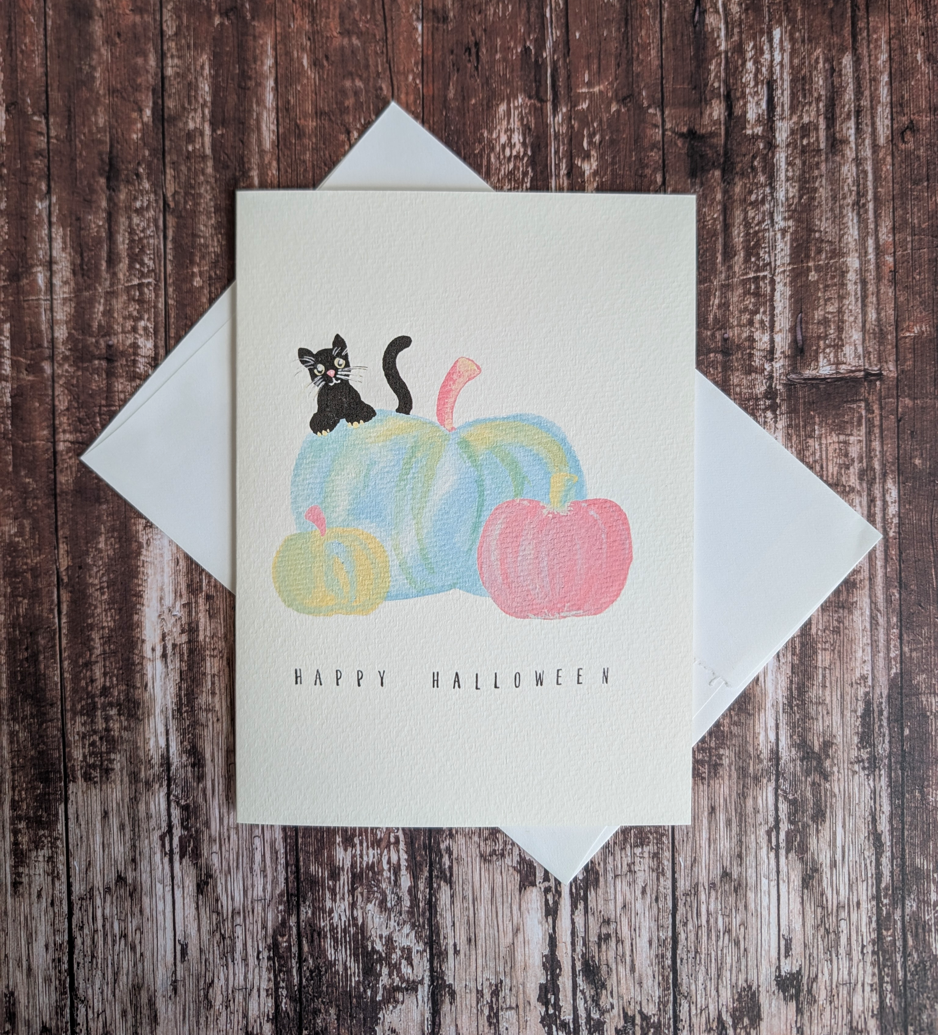 Happy Halloween Pumpkin Cat Card