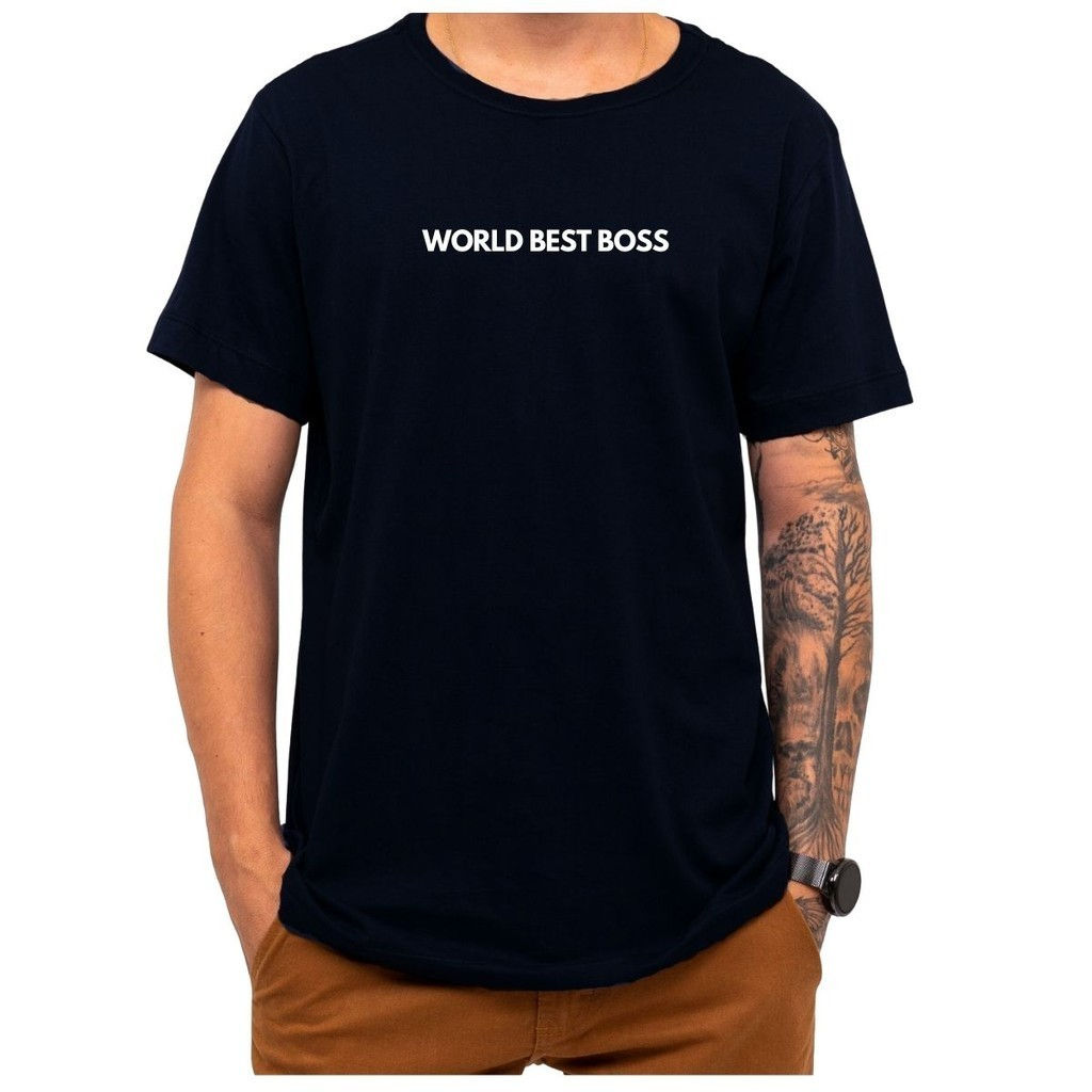 Camiseta Frase World Best Boss Chefe Criativa Engraçada