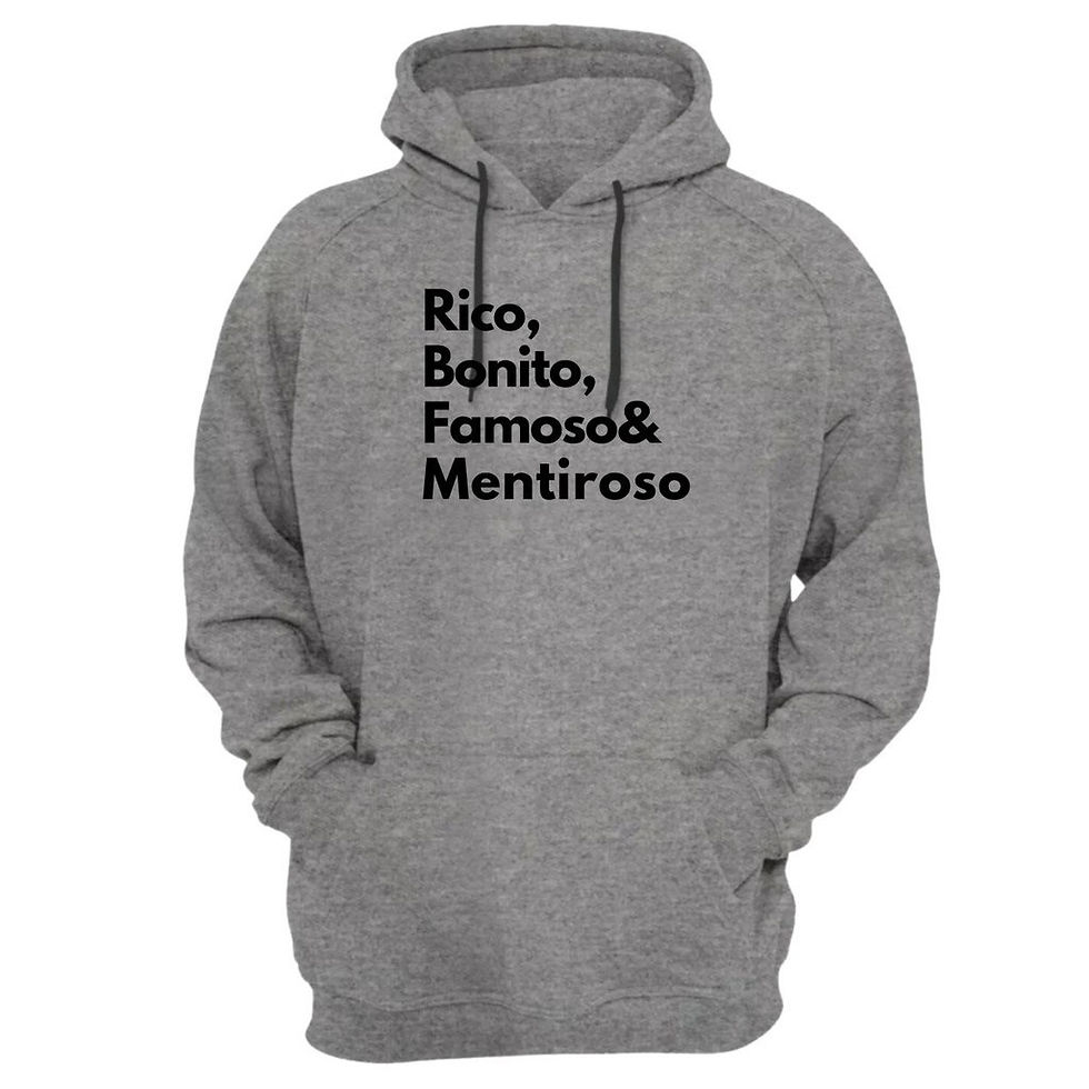 Miniatura: Blusa Moletom Capuz Frase Rico Bonito Famoso Mentiroso