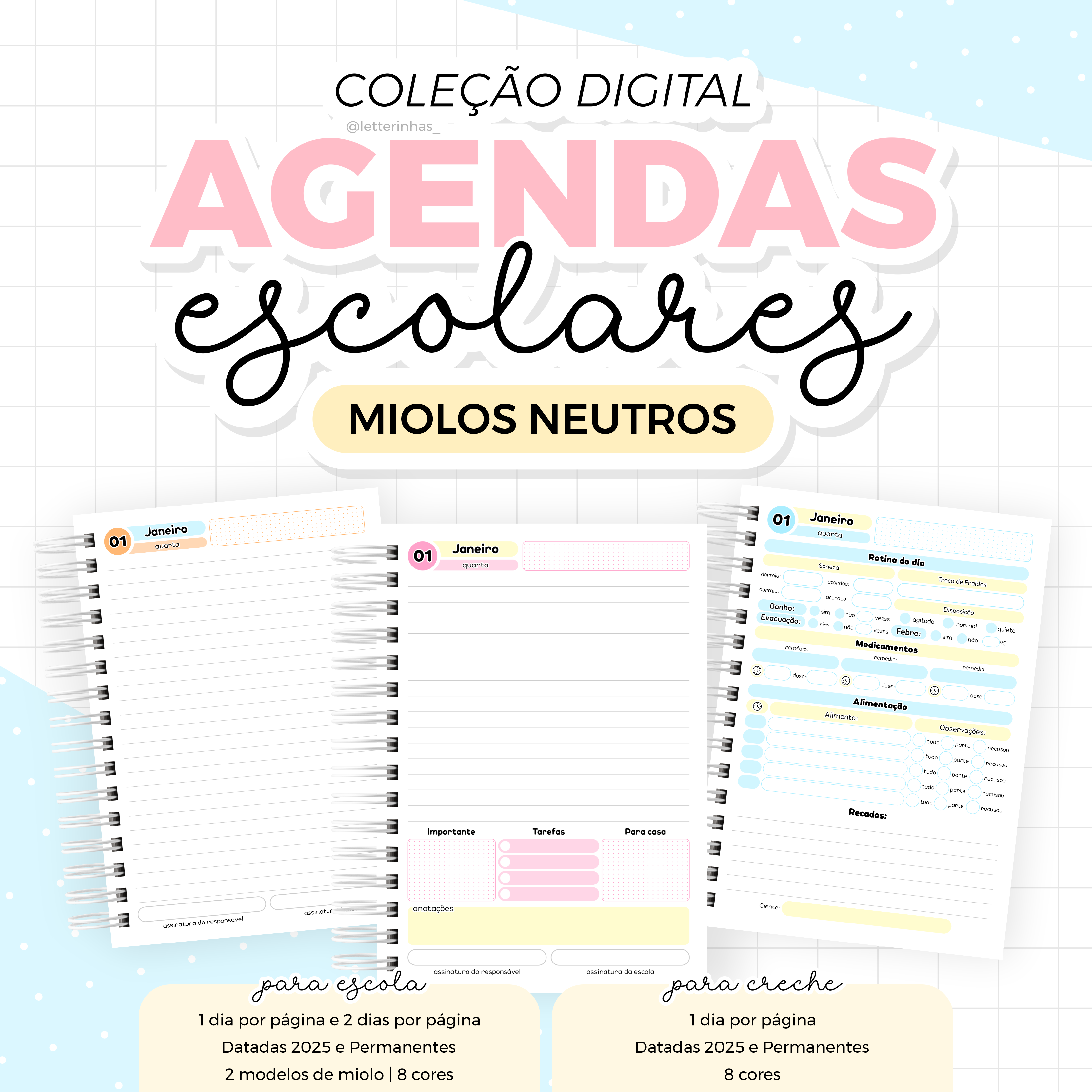 Coleção Digital Agendas Escolares Neutras 2025