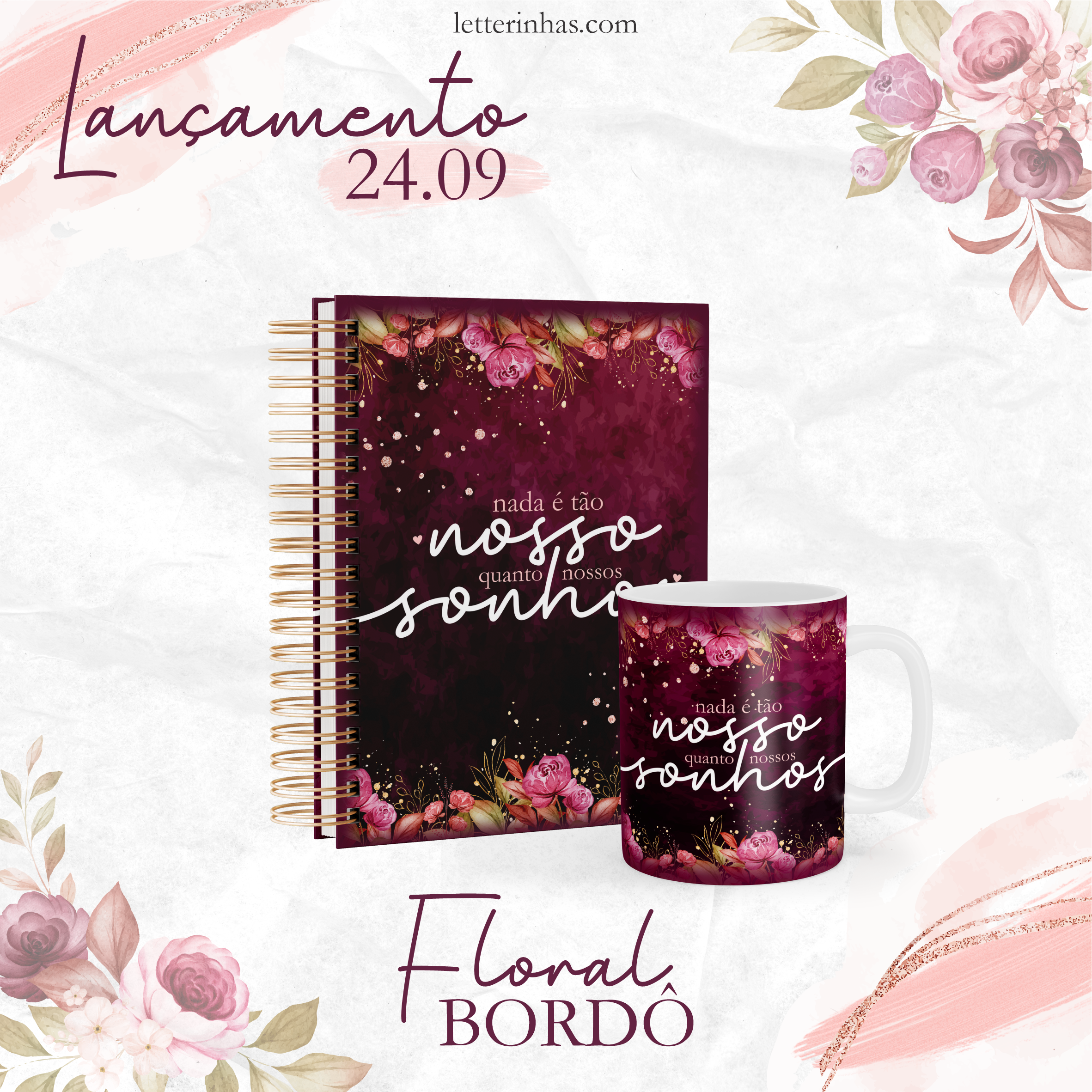 Combo Alfabeto Bordô 2022