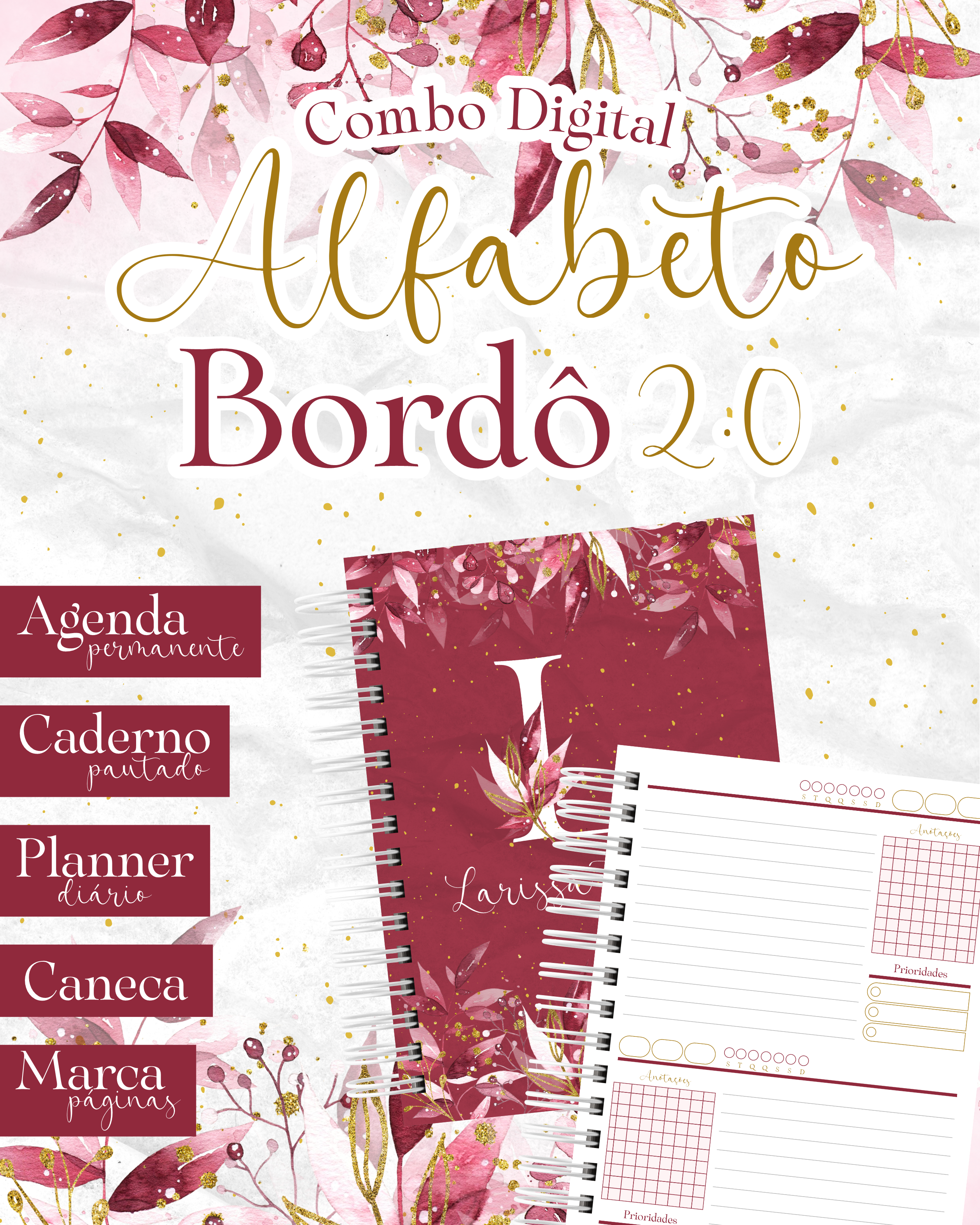 Combo Digital Alfabeto Bordô 2.0