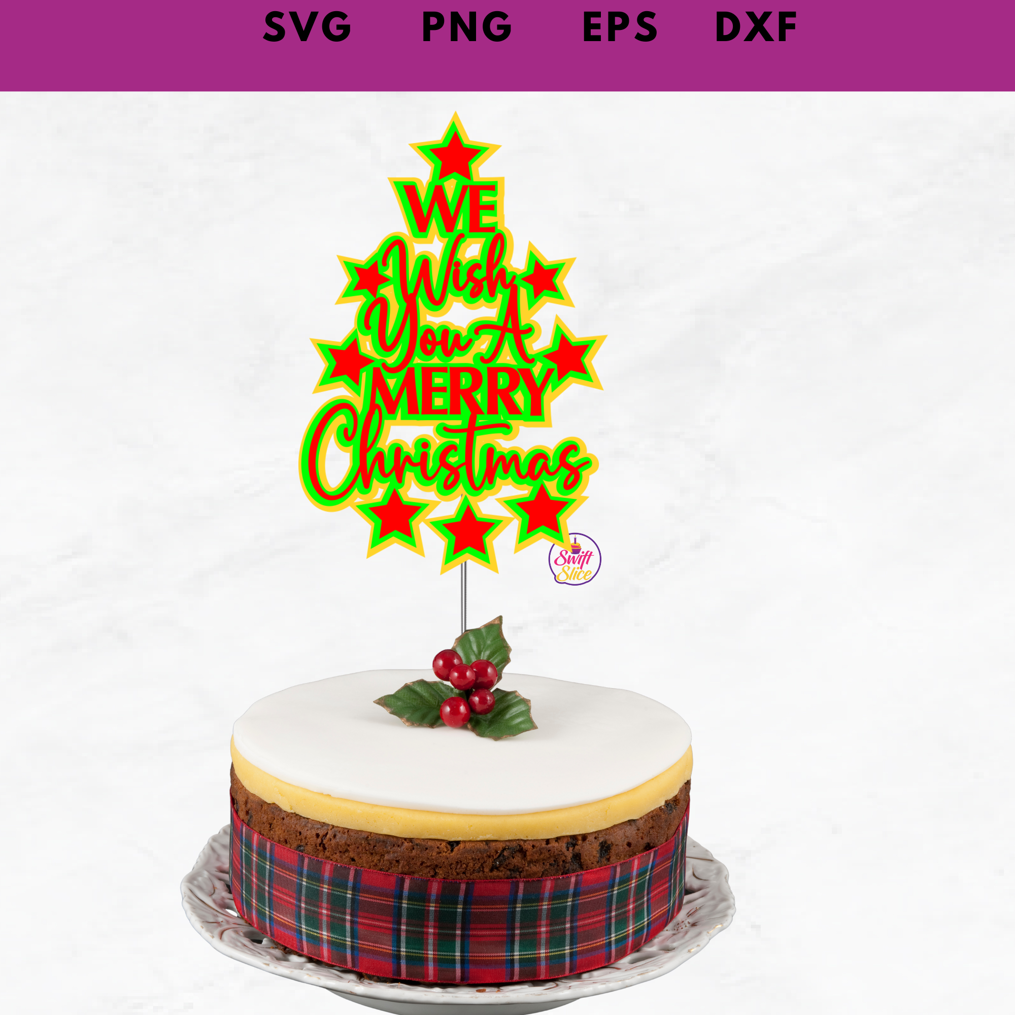 We wish you a merry Christmas cake topper SVG cut file