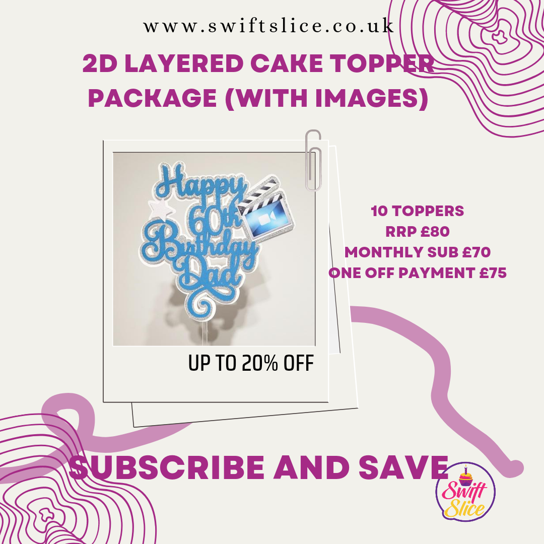 2D (with images) Layered cake topper package / subscription