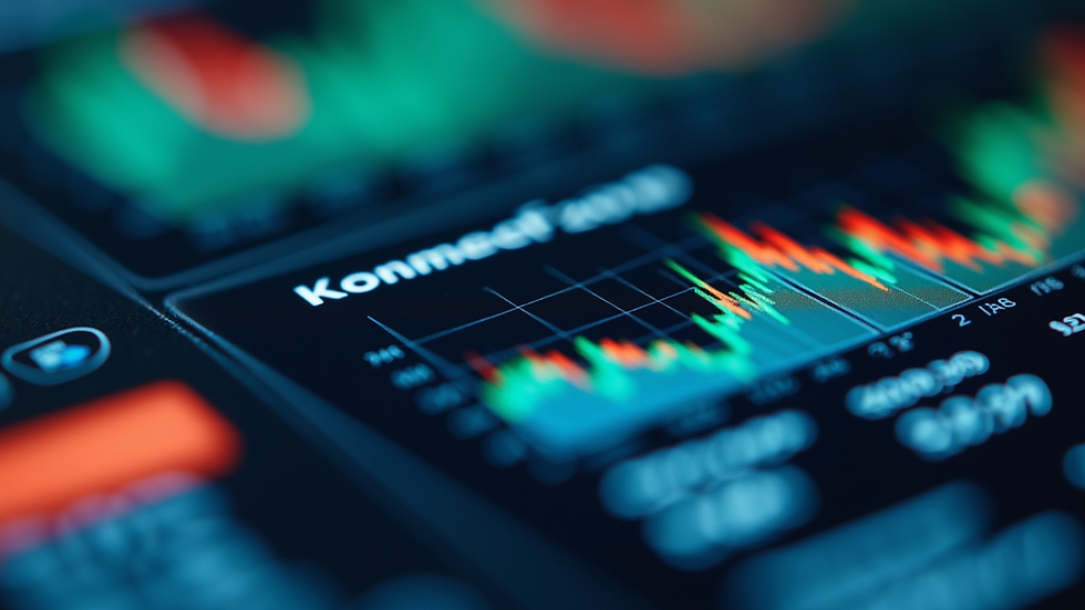 Close-up view of a laptop screen showing financial graphs