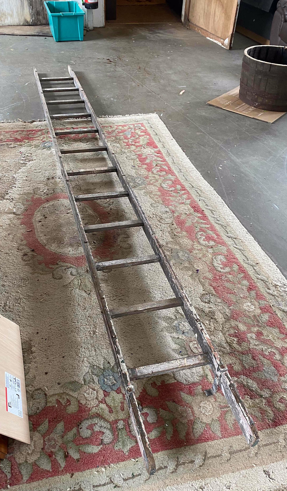 Tall wooden ladder