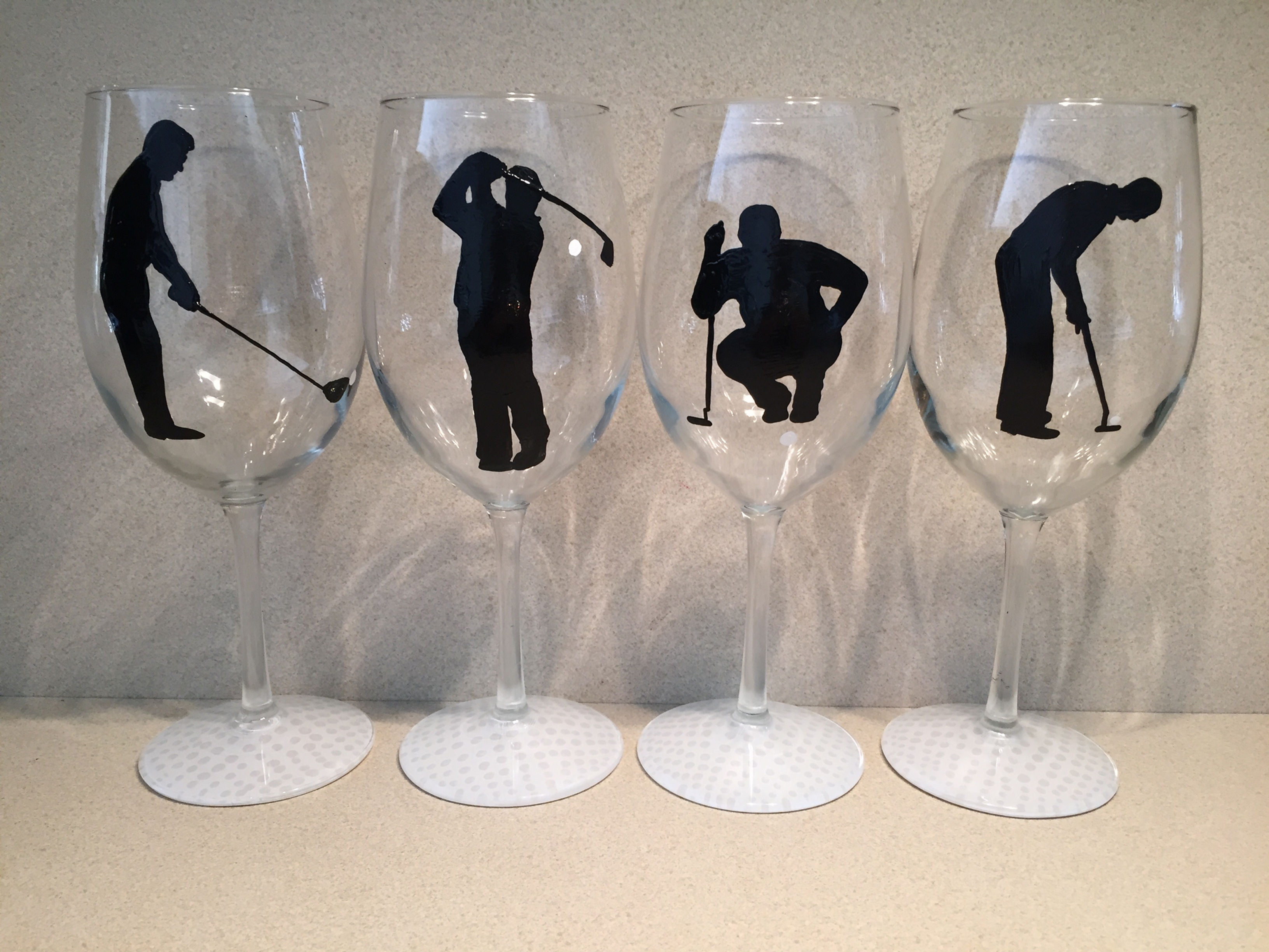 Golfer Silhouettes set of 4 glasses