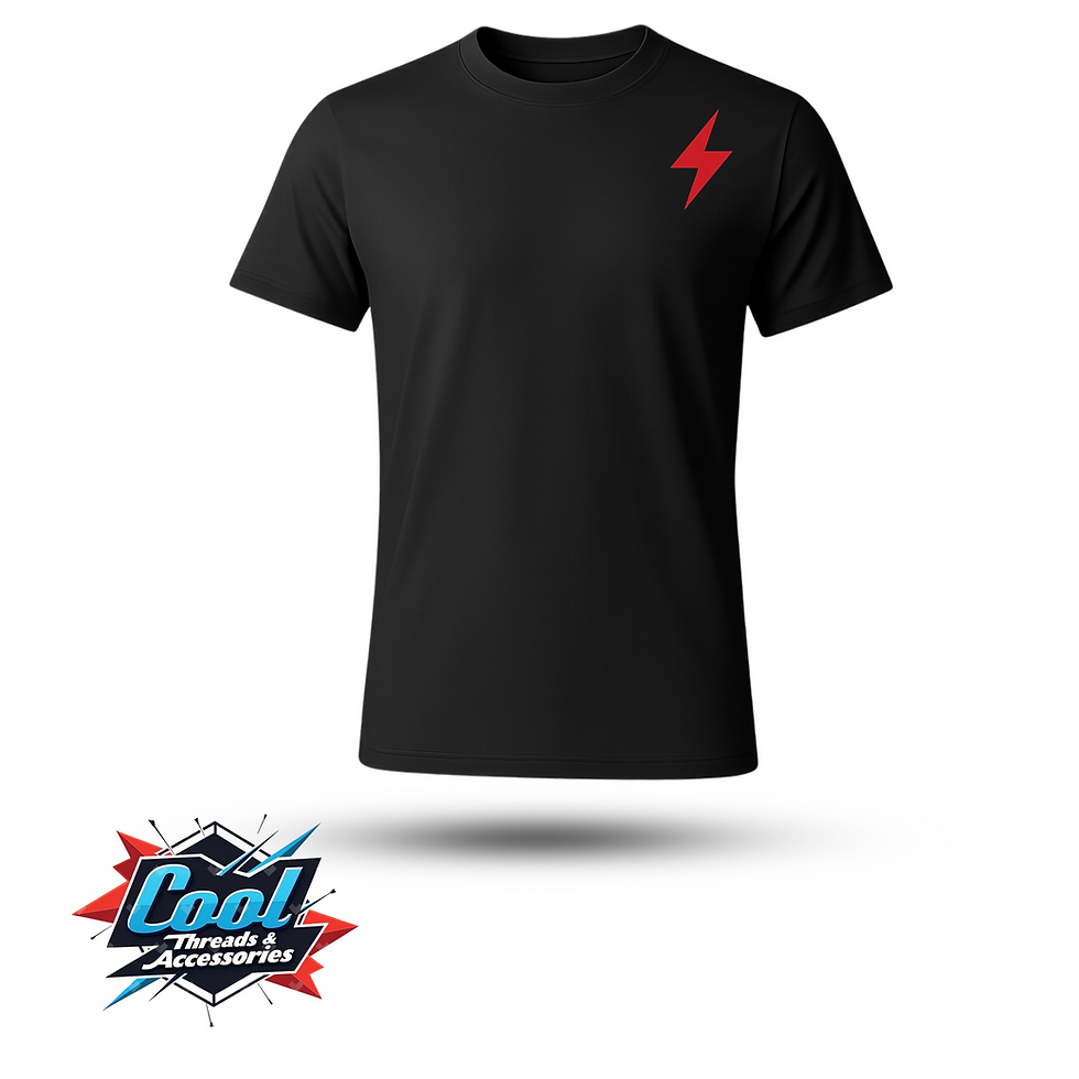 Red Lightning Bolt Graphic T-Shirt - front view