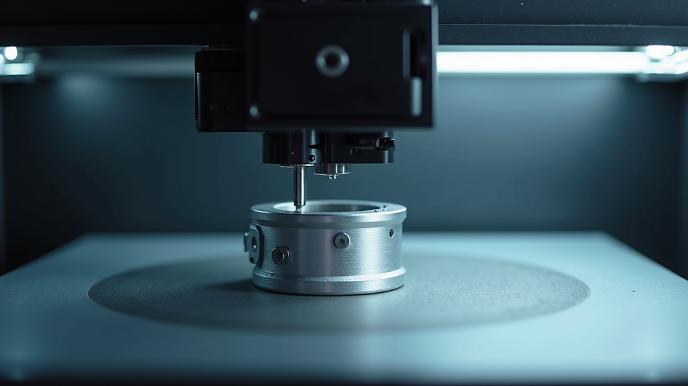 Close-up view of a 3D printer producing a complex metal component